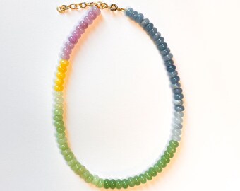 The Savannah - Colorful Beaded Necklace - Handmade Pastel Statement Necklace - 15" w/ Extender - Trendy Gift for Her