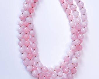 The Georgia – Light Lavendar Triple-Strand Beaded Necklace - Handmade Statement Necklace - Feminine Jewelry Gift for Her