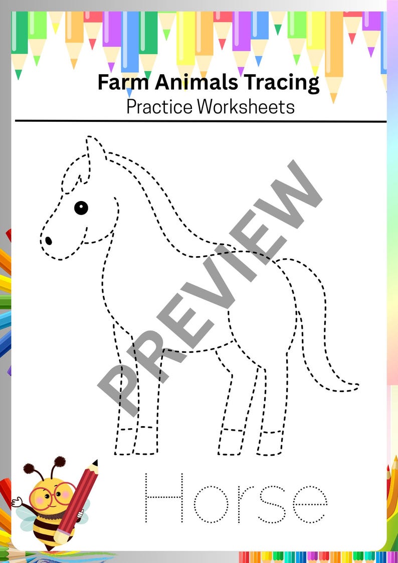 Farm Animals Tracing Worksheets: Fine Motor Skills Activity (PDF ...