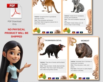22 Australian Animal Flashcards | Educational & Fun for Kids | Animal flashcards | Australian animals | Wildlife flashcards