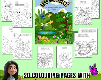 Bug & Insect Coloring Pages: Fun Facts, Kids Activity Worksheets (PDF Download)
