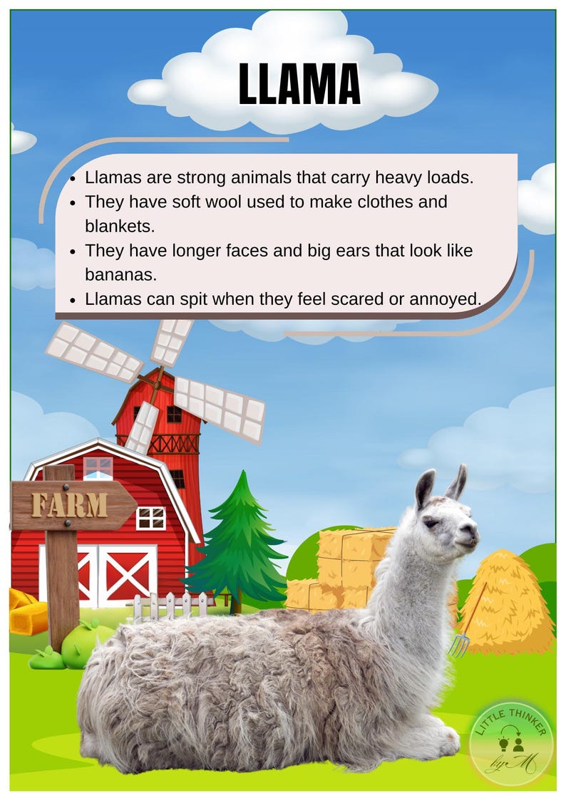 20 Farm Animal Flashcards With Fun Facts Educational & Printable