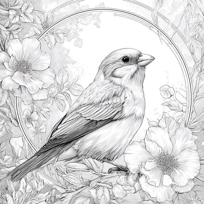 Bird Coloring Book for Adults: Stress Relief & Relaxation (digital ...