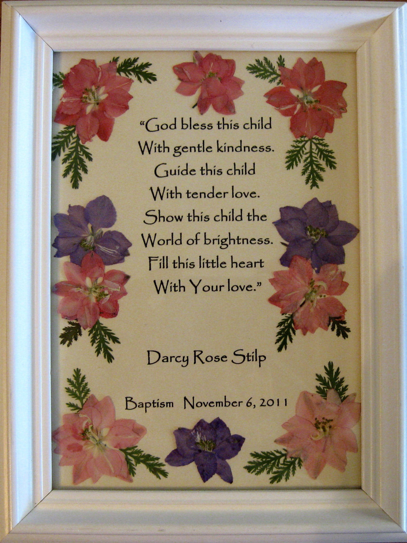 Pressed Flower Baptism Keepsake EXAMPLE Etsy