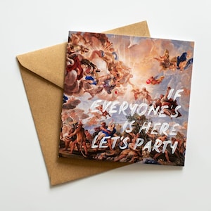If Jeder's Is Here Let's Party – Lustige Geburtstagskarte – Handgeschriebene Kunst Postkarte – Einzigartige Grußkarte für Männer, Frauen, Freunde