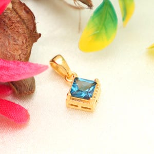 London Blue Topaz  Necklace Pendant Jewelry, Handmade 925 Sterling Silver Charm Pendant, Natural Blue Stone Necklace, Birthstone Pendant