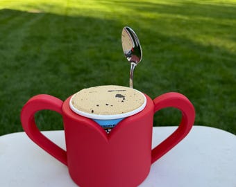 Heart Shaped Ice Cream Pint Holder with two handles – 3D Printed Festive Date Night and Gifts to Show Love and Affection!