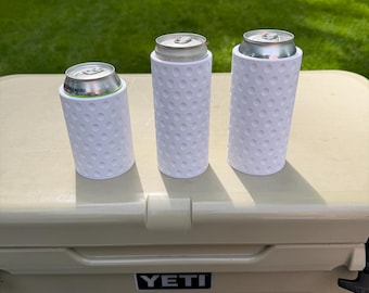 Golf Ball Can Cozy Set | 3D Printed Golf Beverage Sleeve | Fits 12oz Cans, 16oz Tallboys & 12oz Slim Cans | Golfer Gift | Beer Sleeve