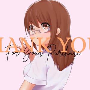 アニメ購入感謝状 - かわいい女の子のイラスト、印刷可能な販売者用挿入物、中小企業向けパッケージ用のかわいいデジタルダウンロード