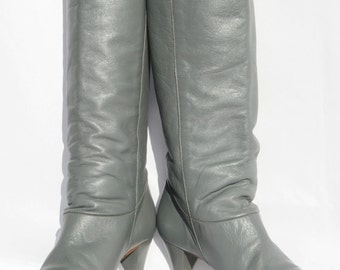 gray leather boots