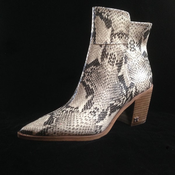 NEW Sam Edelman Ankle Boots/Womens Summer Leather Boots Size 8/Womens Leather Ankle Boots/Snake Skin Print Leather Boots/Python Print Boots