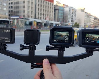 Quad GoPro Mount | 4 Camera Multi Rig | Action Cam Mount for GoPro Hero, DJI Osmo, Insta360