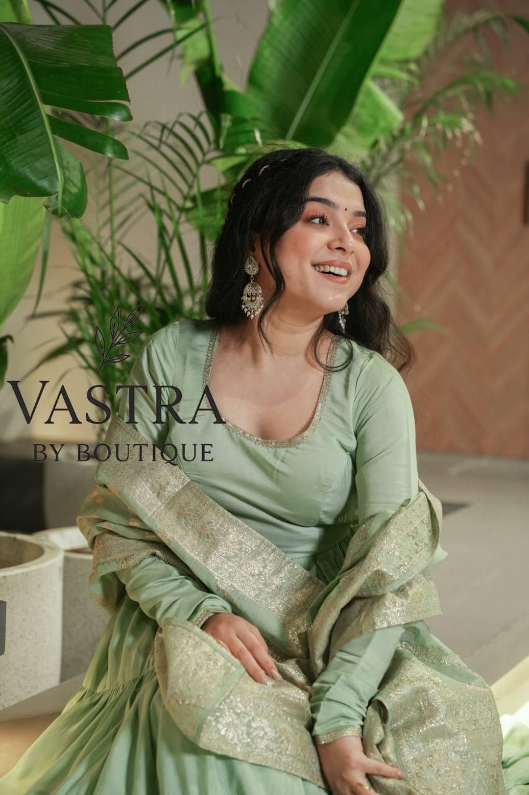 Fully Flared Anarkali Suit in Pure Roman Silk Chanderi | Festive Wear ...