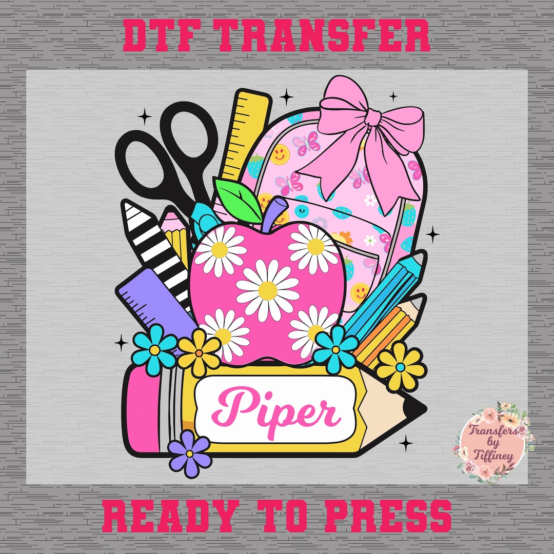 Custom Back to School Transfer for Girls – Custom Name Design Transfer ...