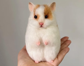 Escultura de hámster personalizada en fieltro de aguja: artículos conmemorativos para mascotas fallecidas, regalos para amantes de los hámsteres, figuritas de animales, regalos para el Día de la Madre.
