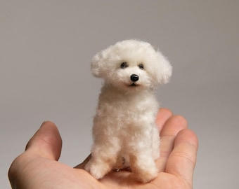 Custom Needle Felted Dog Figurine – Wool Felt Dog Sculpture, Personalized Pet Memorial Gift,  Gift for Mom