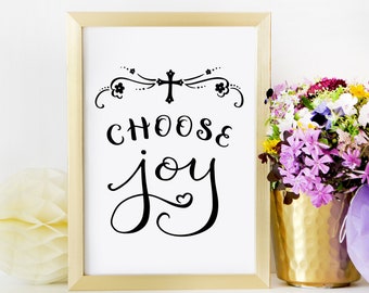 Christian Wall Art ~ Choose Joy ~ Hand-Lettered Design