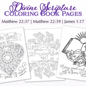 Divine Scripture Coloring Book 12 Bible Verse Coloring Pages for Adults Printable 8.5x11 image 2