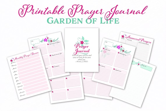 Prayer Journal Printables Prayer Journal Kit for Women Garden of Life  Floral Design 