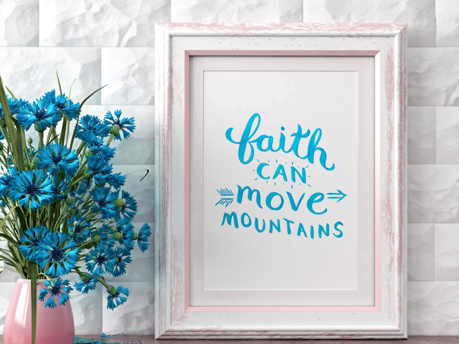 Christian Wall Art Faith Can Move Mountains Handlettered Etsy