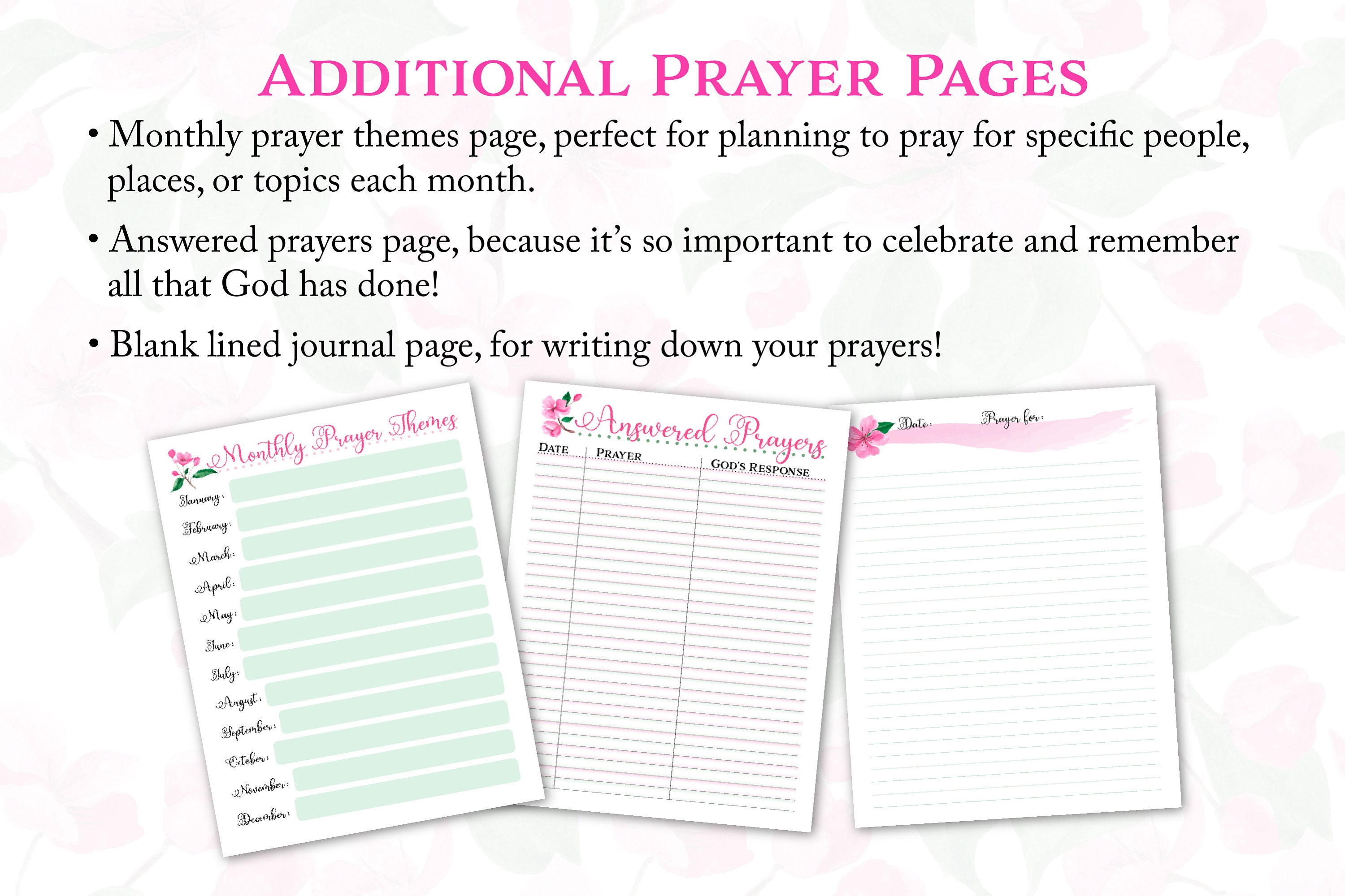 Prayer Journal Printables ~ Prayer Journal for Women ~ Cherry Blossom ...