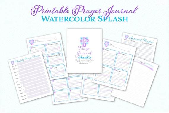 Prayer Journal Printables Prayer Journal for Women Watercolor Splash Floral  Design 