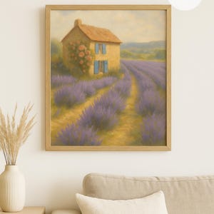 Lavender Cottage Print: Rustic French Countryside Wall Art (Digital Download