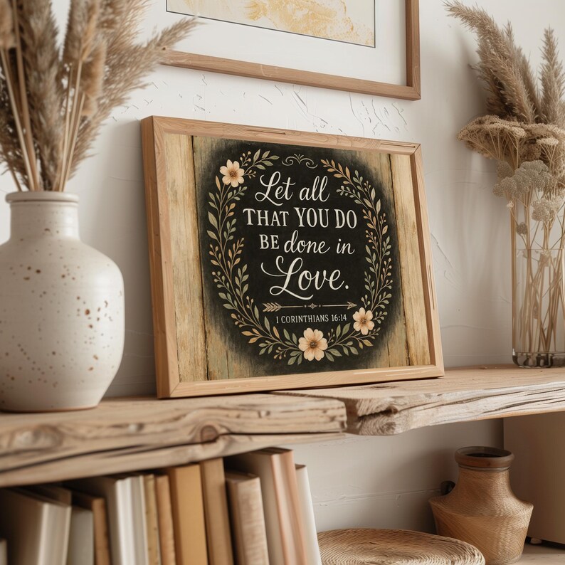 Rustic Scripture Paintings Rustic Farmhouse Christian Wall Art: Floral Bible Verse Print (digital ...