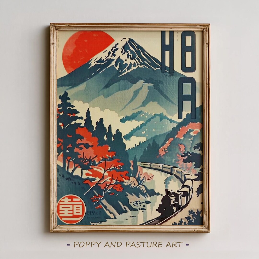 Vintage Mount Fuji Art Print – Japanese Travel Poster (digital Download ...