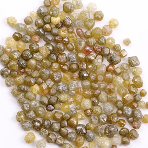 Yellow Color Rough Diamonds, Natural Round Raw Diamond Lot | Rustic Uncut Loose Diamonds for Jewelry Making, Yellow Diamond Beads Supply