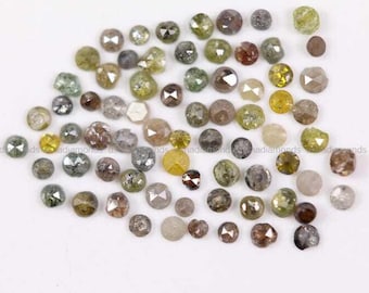 Veel natuurlijke roos geslepen diamant, gemengde kleur ronde rustieke diamanten, geelgroen grijs bruin diamantpakket, ruwe diamant voor het maken van sieraden