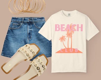 Beach Club Palm Tree Comfort Colors Tee – Retro Summer Shirt
