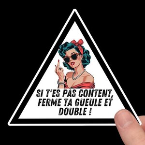 Adesivo per auto con donna pop art – Se non sei felice, stai zitto e raddoppia! – Umorismo e carattere