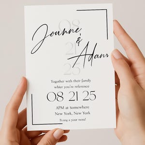 Minimalist Hochzeitseinladung Vorlage | Bearbeitbarer digitaler Download | Elegantes Modernes Design