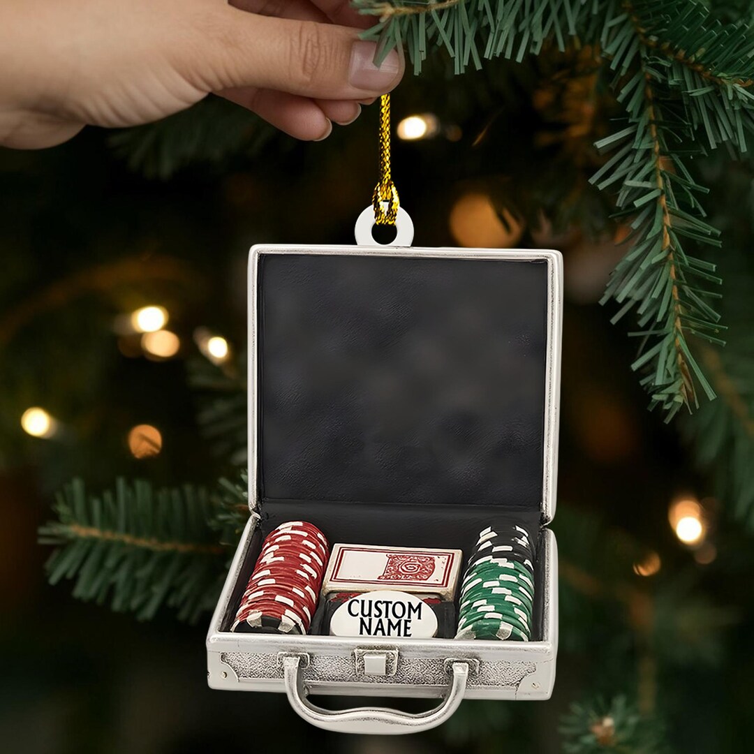 Personalized Poker Set Christmas Ornament, Custom Name Casino Chip Case ...