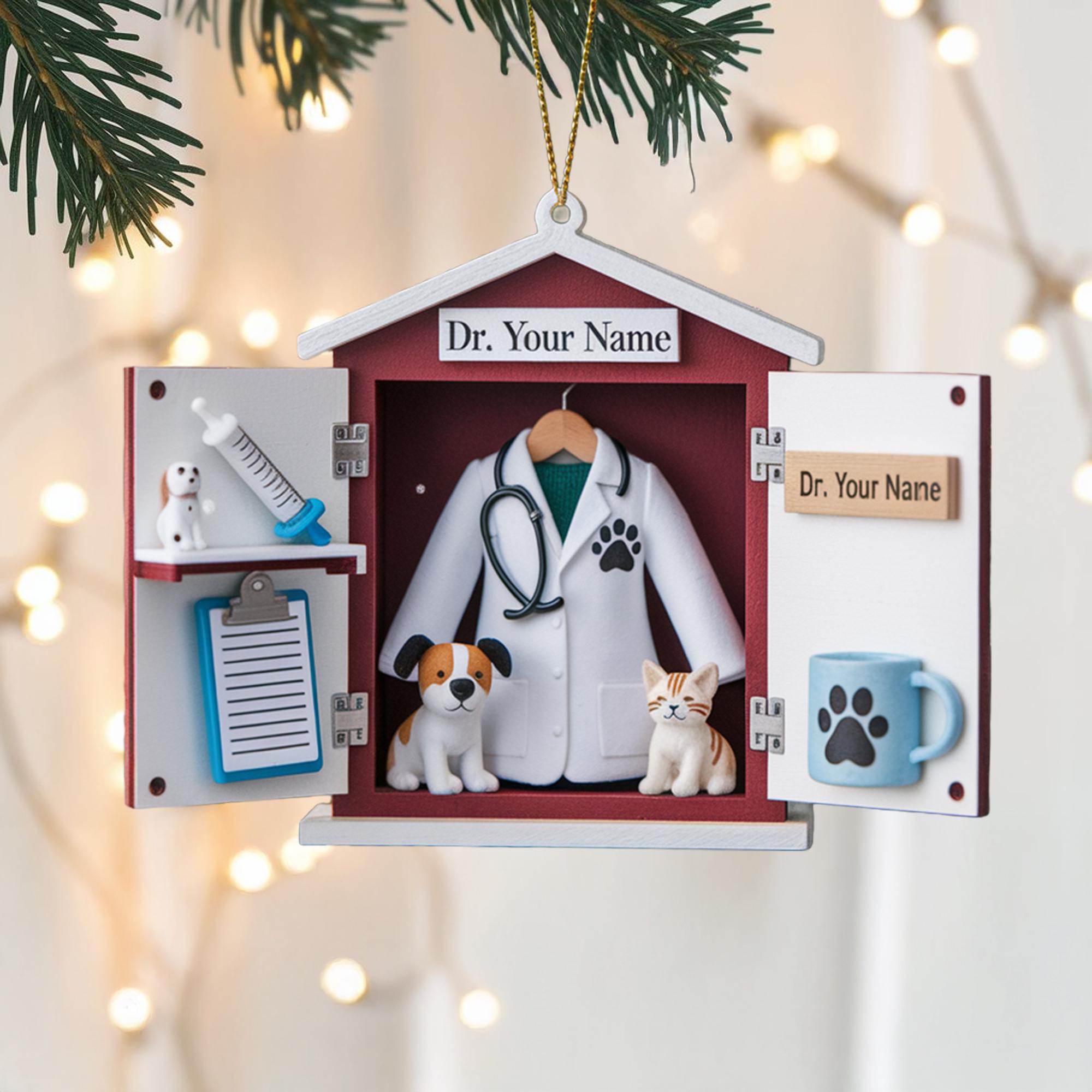 Discover Personalized Veterinarian Christmas Ornament, Vet Clinic Design, Pet Doctor Gift For Animal Lovers, Dog Cat Ornament Keepsake