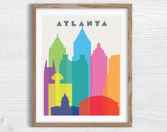 Atlanta Skyline Art Print – Modern Colorful Poster