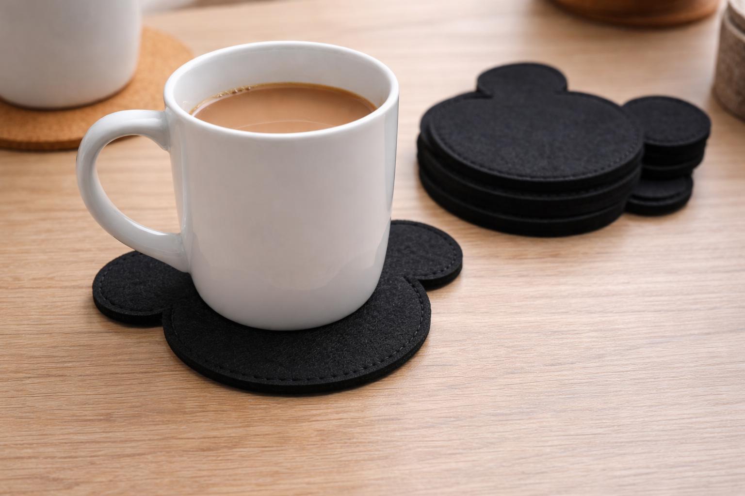 Mouse Rug Coasters Mickey Mouse Felt Coasters Set | Black & Gray Drink Coasters | Handmade ...