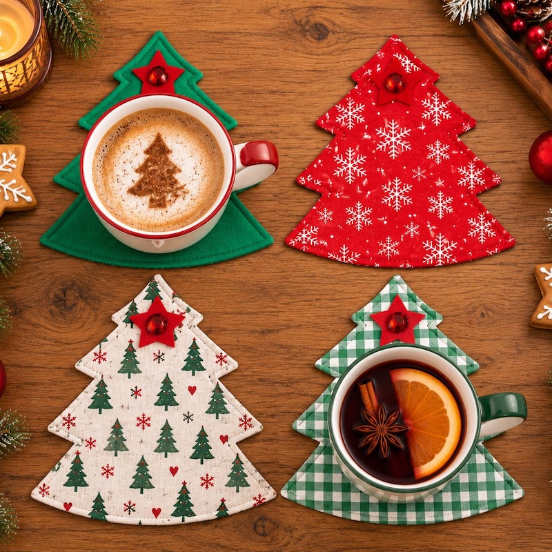 Fabric Tree Coasters - Etsy