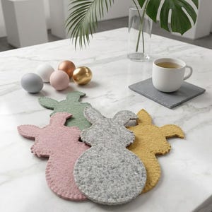 Easter Bunny Felt Coaster Pattern | Filzuntersetzer Osterhase | DIY Sewing Pattern | Cute Spring Decor | Beginner Friendly