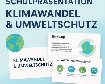 School presentation on climate change and environmental protection – finished PowerPoint / Google Slides presentation, 9th grade, digital download