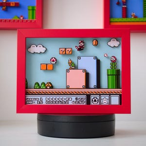 Super Mario Bros 3 NES Shadowbox | 3D Layered Retro Game Art | Handmade Geek Gift | Mario Wall Decor | Gamer Room Decor