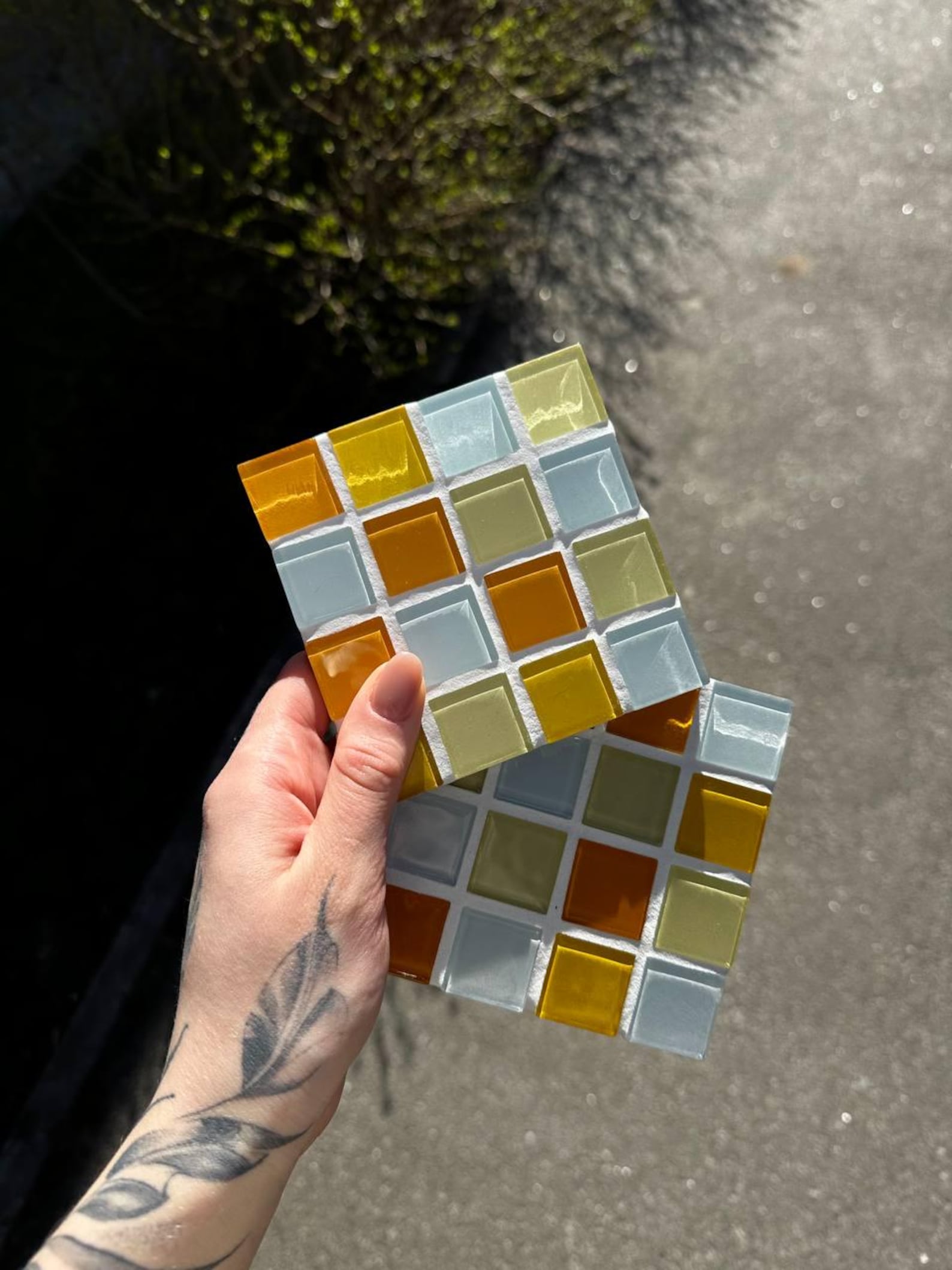 Handmade Mosaic Tile Coasters, Set of 4