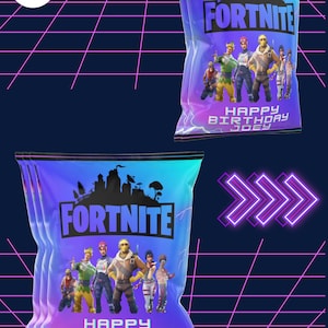 Modello di sacchetto per patatine "Gamer Fort" personalizzabile e modificabile per bomboniere di compleanno per bambini / Modello di sacchetto per patatine "Canva" / Download digitale istantaneo