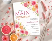 Main Squeeze Bridal Shower  Template | Citrus Bridal Shower Invite | Orange Theme Bridal Brunch | Editable Canva Template | Digital invite