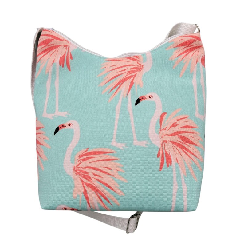 Flamingo Hawaiian Tropical Stripe Pattern Print Crossbody Bags
