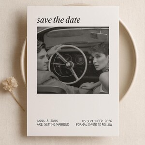 Biglietto d'invito personalizzato "Save the Date" - Biglietto d'invito per matrimonio vintage - Estetica anni '60