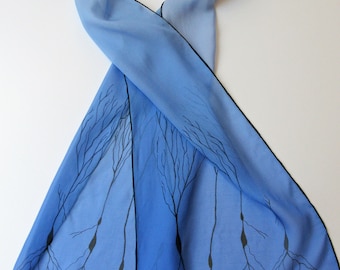 Pale Blue Neuron Scarf in Silk Chiffon