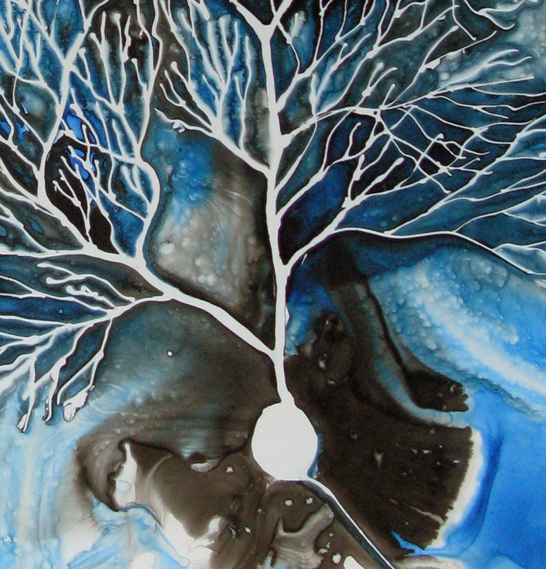Purkinje Cell original ink painting on yupo Neuroscience Art image 4