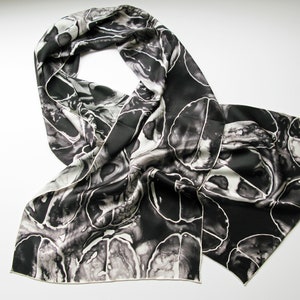 Black Brain Scan Silk Charmeuse Scarf neuroscience scarf image 1